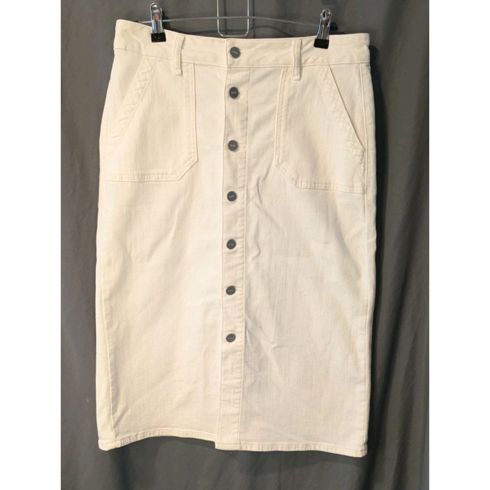Paige Meadow Utility Midi Skirt Ercu Denim Woman's Size 28
